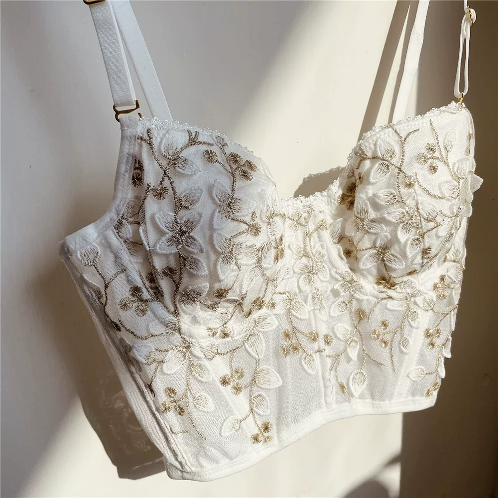 Lace underwear MIEUX ET ZOE, бюстгальтер с каушами, бра с стальными кольцами, французский стиль, с вышивкой