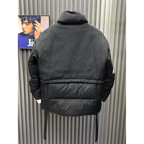 BellerLee 冬季欧洲站拼接设计羽绒服简约立领外套白鸭绒刺绣潮 - 图3