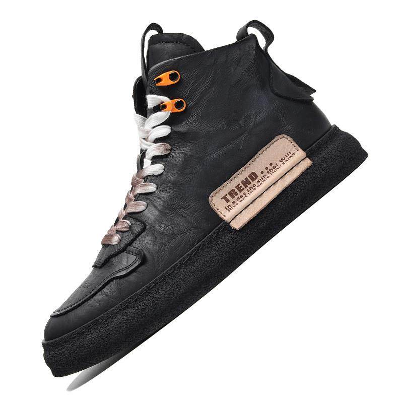 RHOTEM男士高端品牌高帮板鞋潮流设计感冬季加绒中帮牛皮马丁靴男,淘宝优惠券,粉丝福利购,淘宝优惠卷