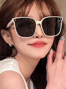 白框墨镜女夏新款时尚街拍白边太阳眼镜潮防紫外线强光高级感ins