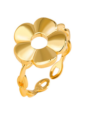 s925纯银大花戒指时髦夸张花朵指环新款百搭开口可调节