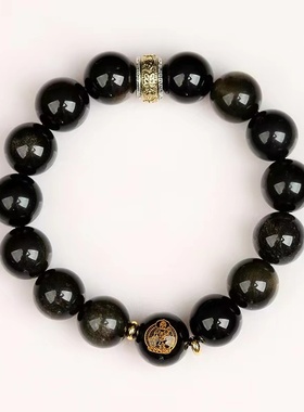 天然黑曜石本命佛六字真言