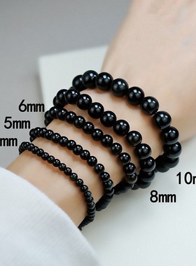 极细正品乌金黑曜石手链男女款