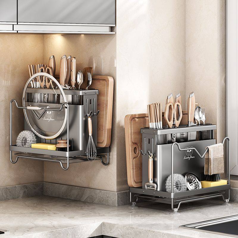 厨房刀架置物架2026新款台面菜板架菜刀筷子笼一体砧板刀具收纳架,淘宝优惠券,粉丝福利购,淘宝优惠卷