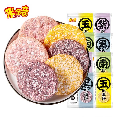 米多奇粗粮雪饼香米饼饼干儿童早餐休闲零食整箱雪米饼健康办公室 - 图3