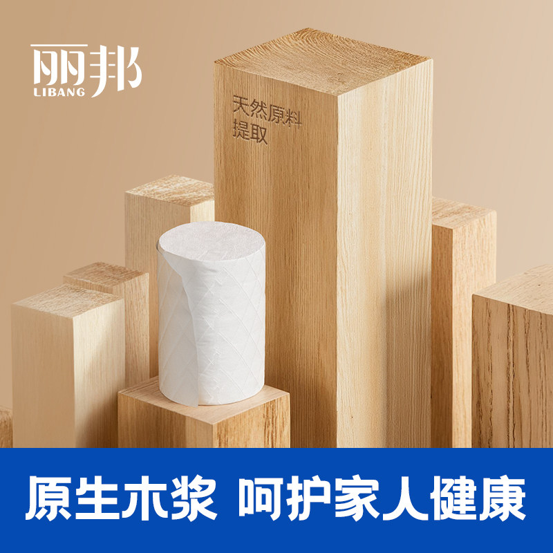 丽邦卷纸卫生纸家用厕纸实惠整提官方正品无芯卷筒纸宿舍手纸耐用
