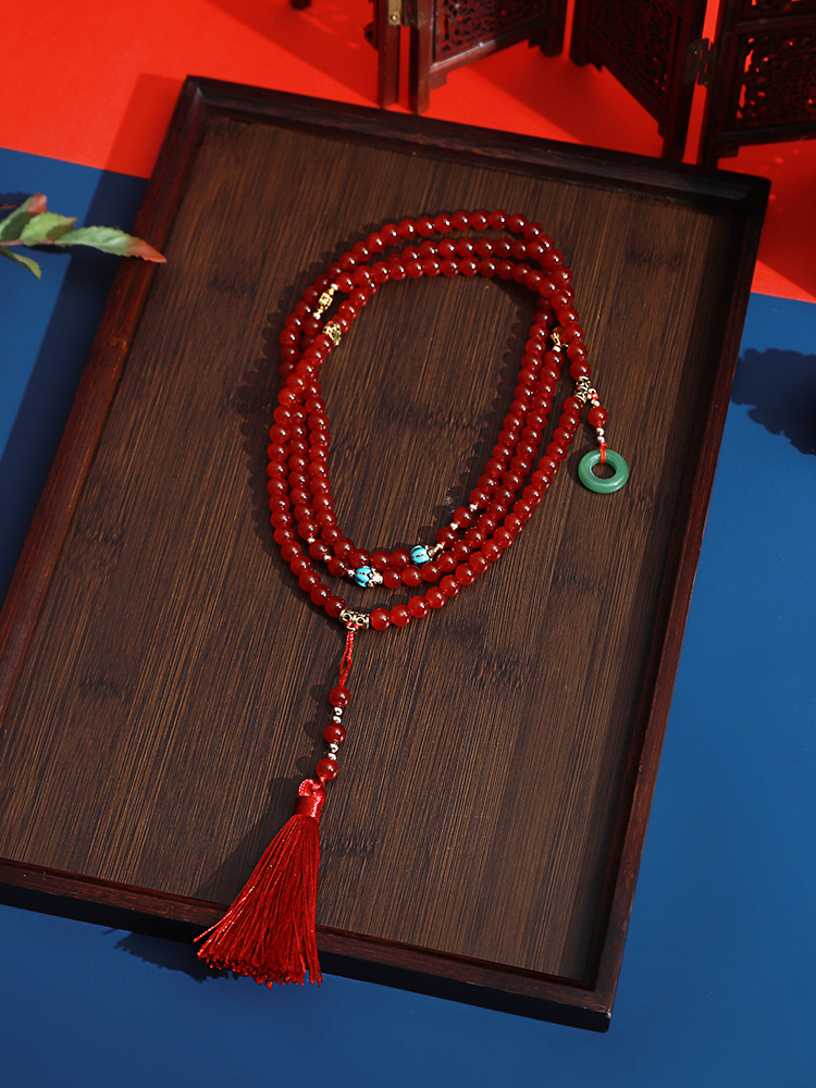 新中式唐装国风项链绿色串珠流苏高级感长款斜挎链配饰品琉璃镶嵌,淘宝优惠券,粉丝福利购,淘宝优惠卷