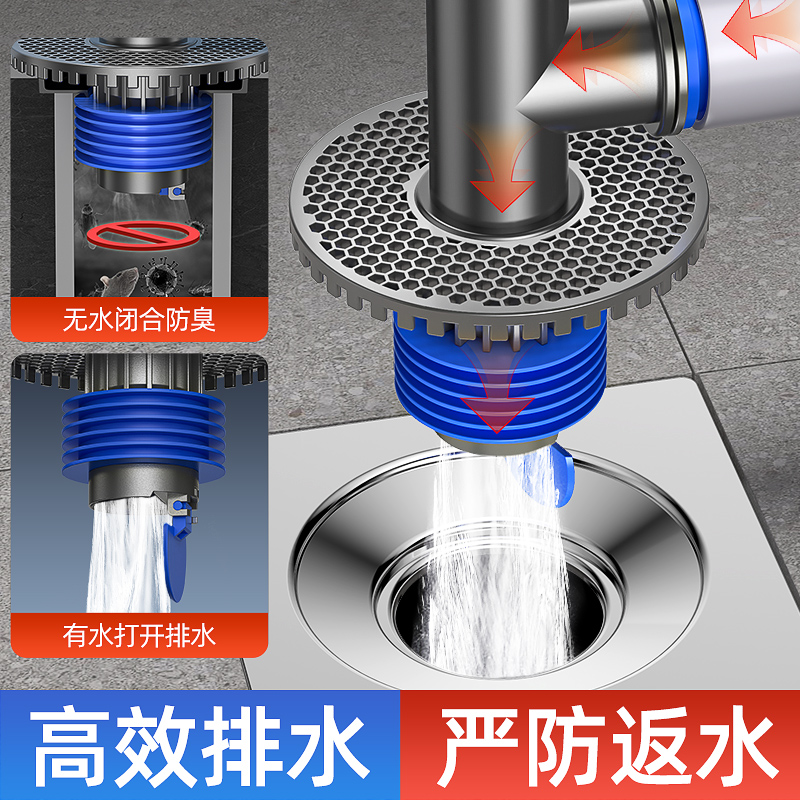 洗衣机下水管地漏接头专用排水管下水三通头防臭神器一分二圆形