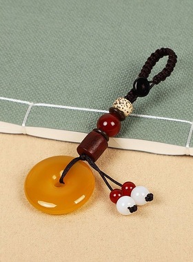 天然黑曜石汽车钥匙扣挂件