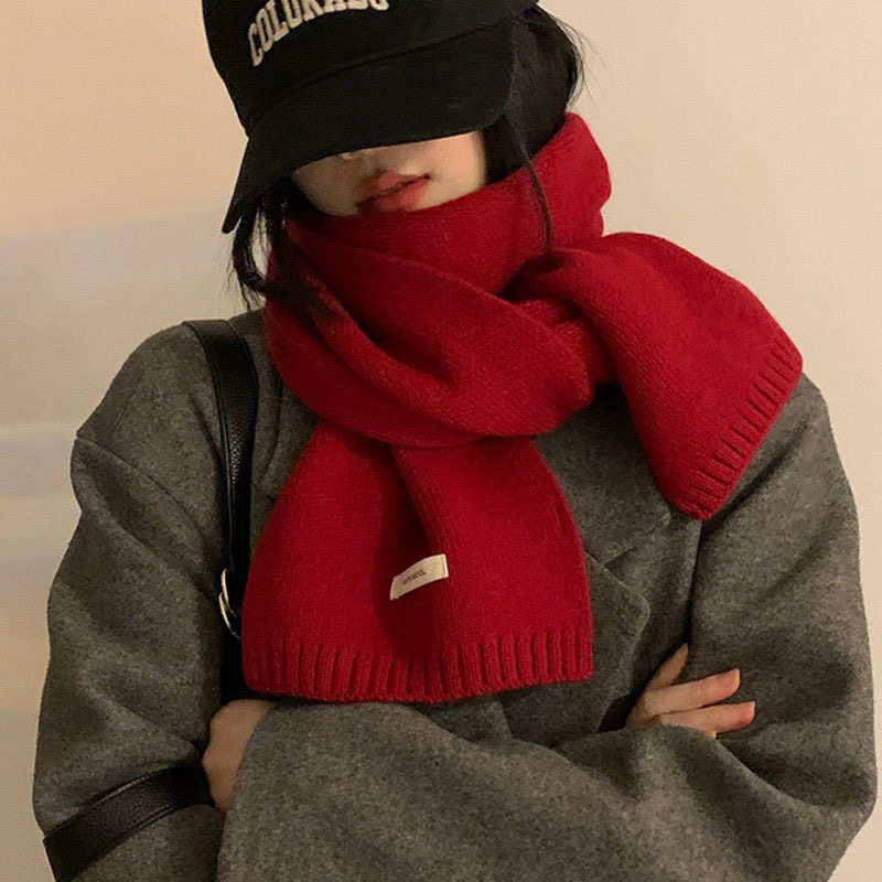 韩国网红ins新款针织围巾女冬季纯色百搭日系高级感洋气节日保暖,淘宝优惠券,粉丝福利购,淘宝优惠卷