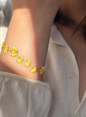 一叶知秋·金色银杏叶手链女秋冬季氛围感精致轻奢显贵气显白手饰