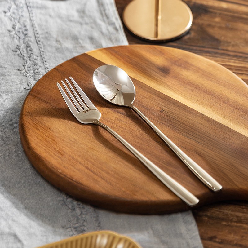 304不锈钢勺子叉子筷子家用个人专用食品级长柄餐勺精致羹叉勺 - 图2