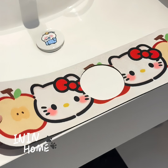 可爱kt水龙头沥水垫软硅藻泥吸水垫厨房卫生间边缘洗手台吸水垫