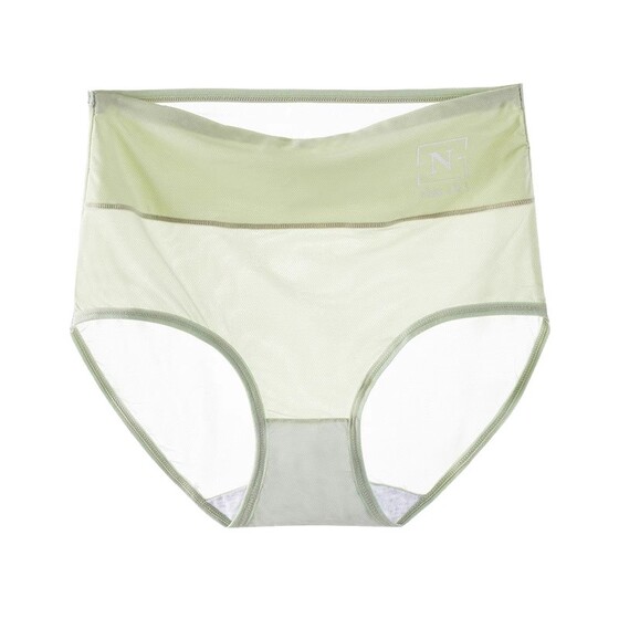Women's underwear ice silk seamless antibacterial cotton high waist tummy control plus size briefs thin mid-waist