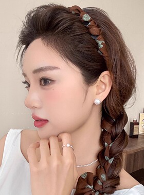 洗脸波点飘带发箍女2025新款复古头箍麻花辫马尾编发气质发卡头饰