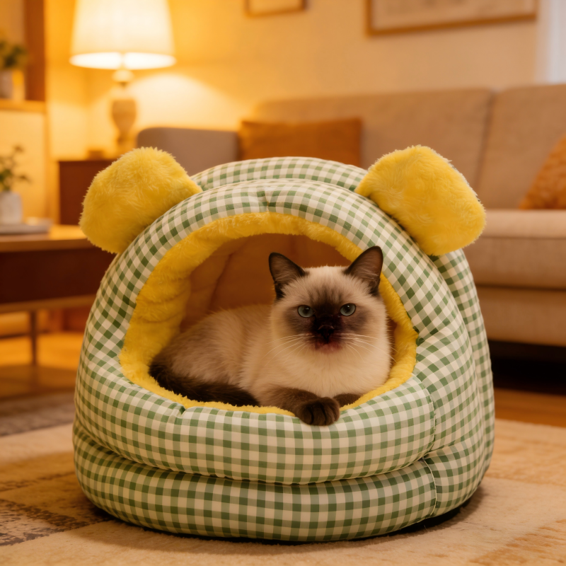 网红猫窝小型狗窝房子窝封闭式猫床猫咪踩奶加绒睡袋猫狗犬通用窝,淘宝优惠券,粉丝福利购,淘宝优惠卷