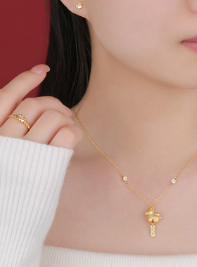 原创足银S999小马钱币流苏项链本命年耳钉气质高级轻奢