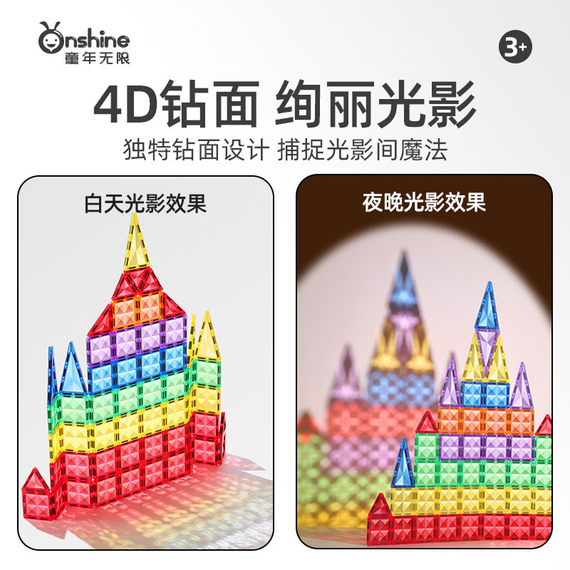 儿童磁力片磁性积木棒炫彩窗拼图宝宝益智玩具3-10男女孩新年礼物,淘宝优惠券,粉丝福利购,淘宝优惠卷