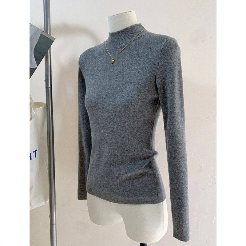 抗起球半高领针织打底衫女2025秋冬季毛衣立领正肩大码内搭上衣,淘宝优惠券,粉丝福利购,淘宝优惠卷