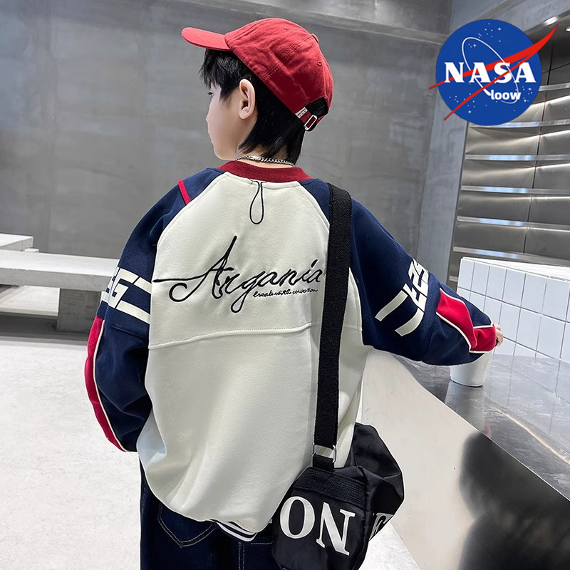 NASA联名男童外套秋冬2023新款中大童秋款洋气男孩加厚炸街棒球服