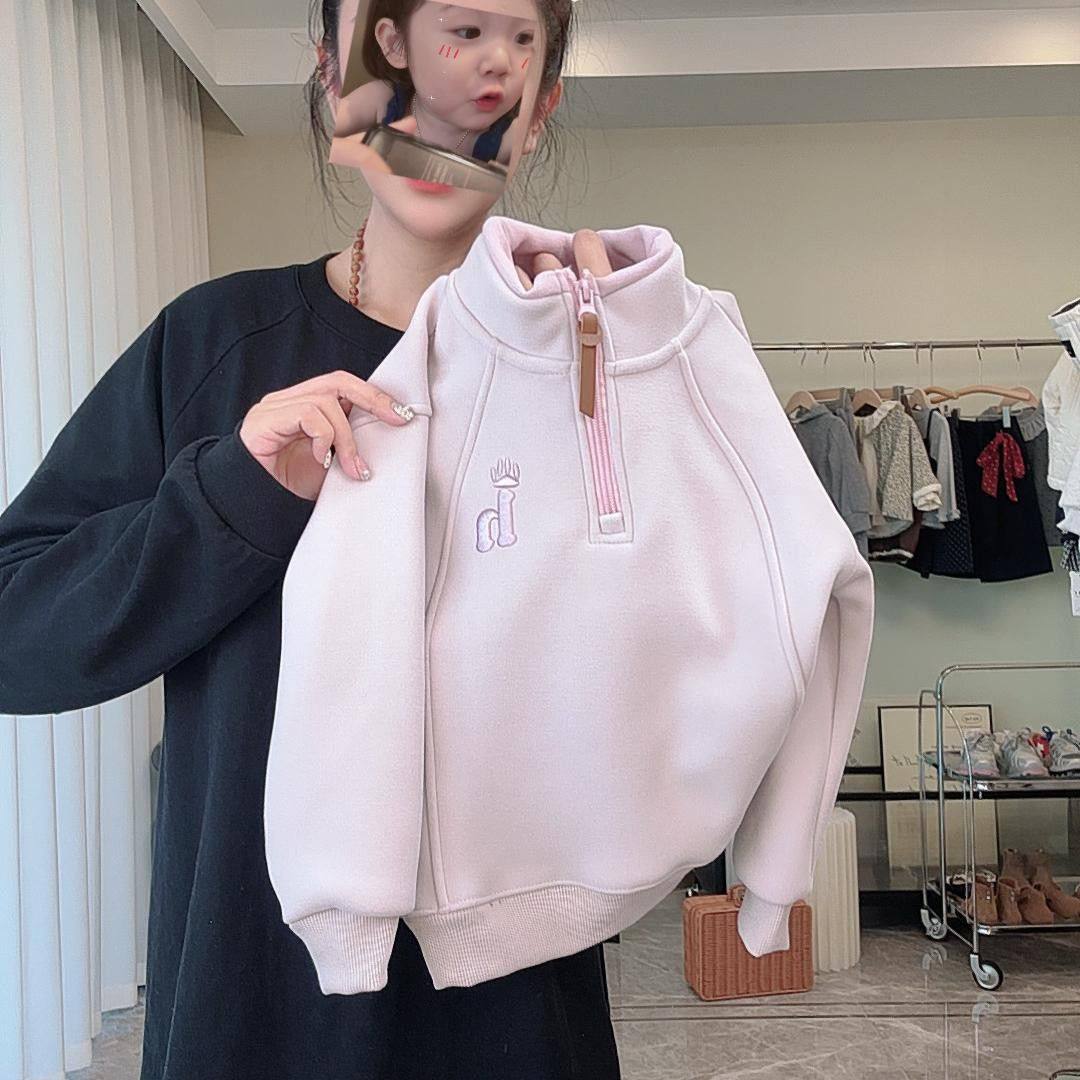 羊驼绒男女童外套加绒新款儿童时髦卫衣冬装中大童蓝色秋冬上衣,淘宝优惠券,粉丝福利购,淘宝优惠卷