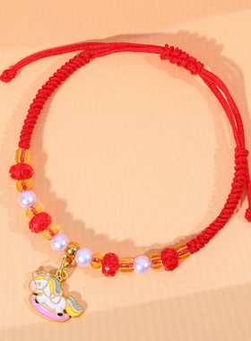 招财纳福马上有钱手绳手工精致本命年红绳闺蜜手链女学生情侣礼物