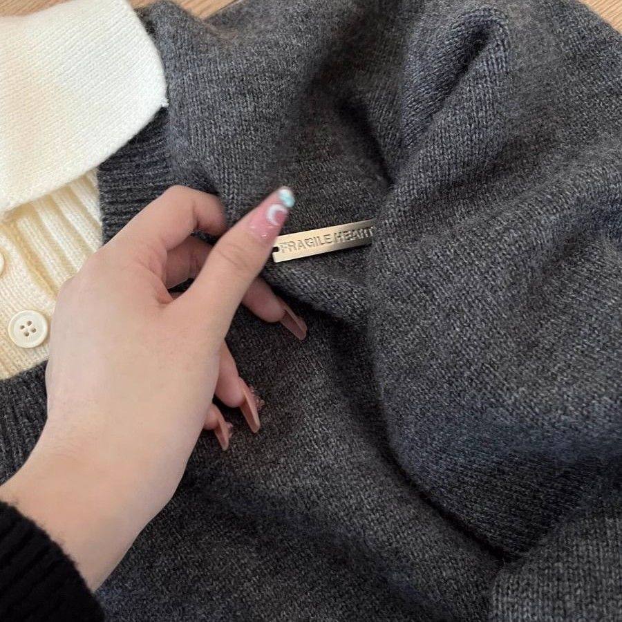 学院风领毛衣女秋冬季高腰两件套针织衫大码内搭上衣2025爆款,淘宝优惠券,粉丝福利购,淘宝优惠卷