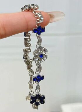 【勿忘我】秋冬季蓝白手链花朵银色手链轻奢高级感气质百搭手饰品