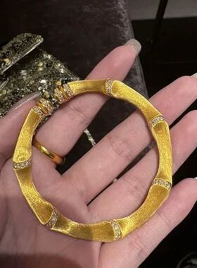 小红书爆款富贵竹节手镯缎面丝绸感微镶嵌拉丝手镯女轻奢小众设计