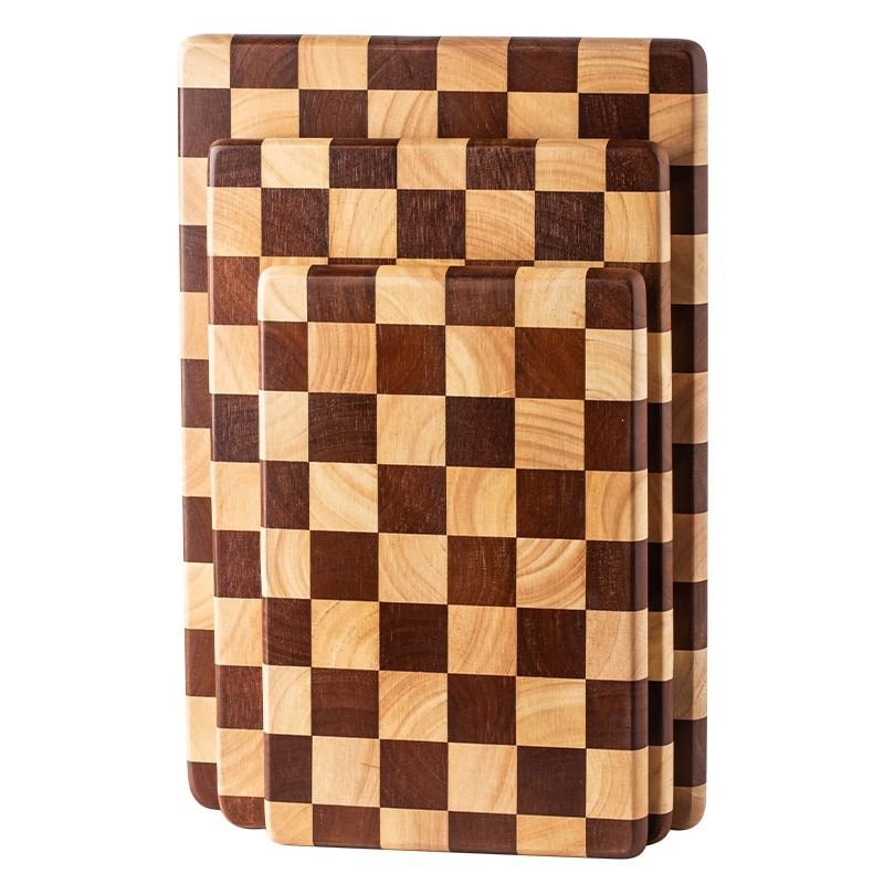 网红棋盘格菜板泰国相思木家用辅食切菜板实木砧板粘板案板长方形-图3