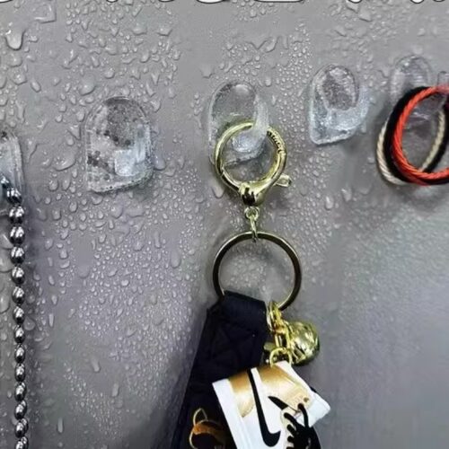无痕迷你小挂钩粘钩挂钩免打孔透明家用强力承重粘胶钩子厨房门后 - 图0