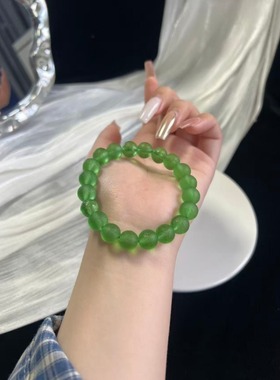 天然捷克翠绿陨石手链手串男女消忧郁宇宙陨星能量灵性手串