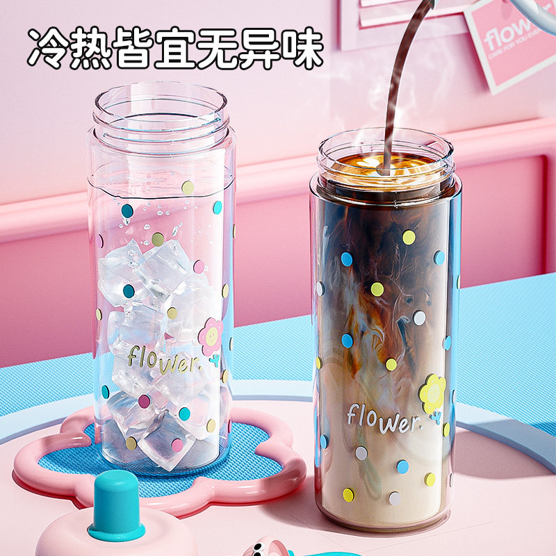 tritan水杯女生高颜值塑料杯2026新款吸管杯大容量吨吨杯子办公室