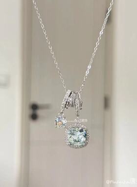 薄荷冰糖冷感项链女2024新款小众ins清水蓝色精致轻奢锁骨链