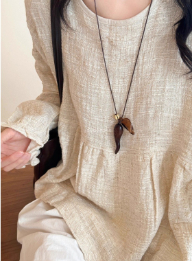 复古咖色吊坠项链女秋冬美拉德长款毛衣链高级感搭配衣服挂脖配饰