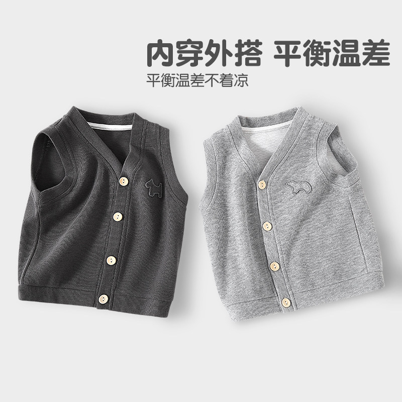 儿童马甲春秋2026新款外穿秋装男童背心马夹宝宝针织坎肩开衫上衣,淘宝优惠券,粉丝福利购,淘宝优惠卷