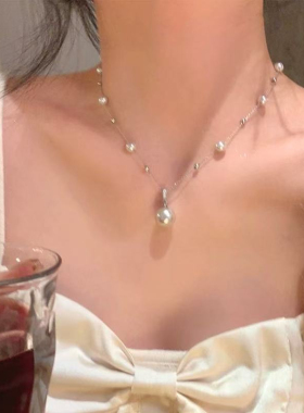 少女~春夏多巴胺花朵串珠项链choker锁骨链蝴蝶锆石满天星钛钢