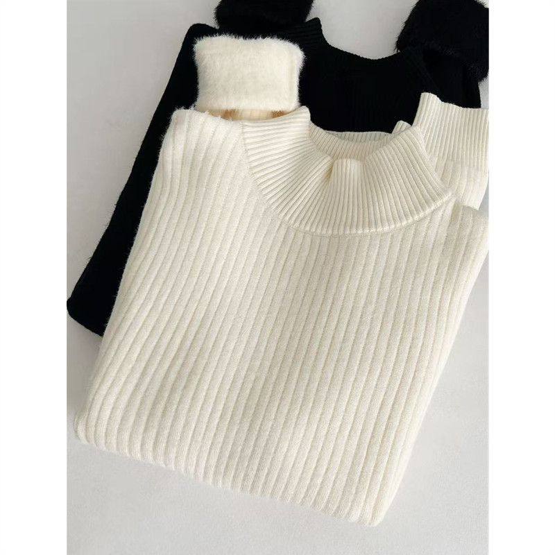 秋冬季大码内搭加厚绒半高领毛衣女新款加绒打底衫针织上衣遮肚,淘宝优惠券,粉丝福利购,淘宝优惠卷