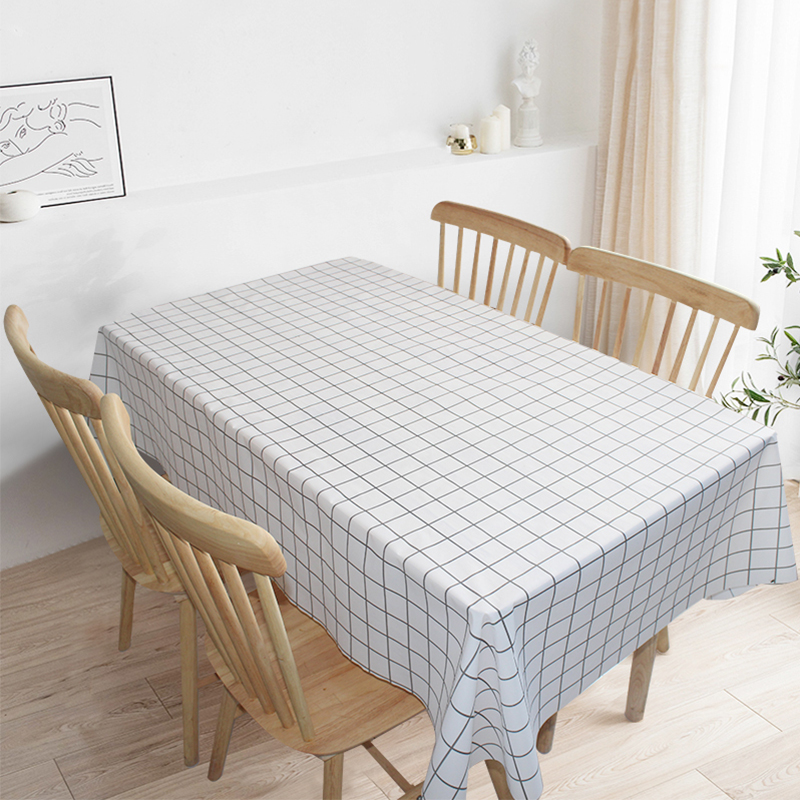 餐桌布防水防油免洗pvc桌布书桌学生茶几桌垫布艺格子简约风现代