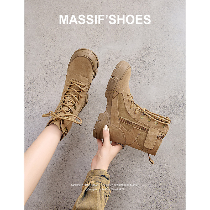 帆布马丁靴女2025新款夏季靴子户外真皮单靴登山鞋沙漠靴厚底短靴,淘宝优惠券,粉丝福利购,淘宝优惠卷