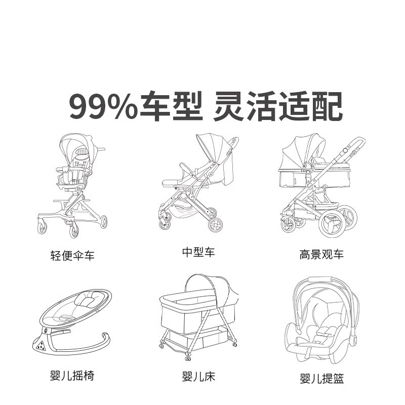 科巢婴儿车蚊帐全罩式通用推车可折叠宝宝摇篮网纱支架遮光防蚊罩-图2