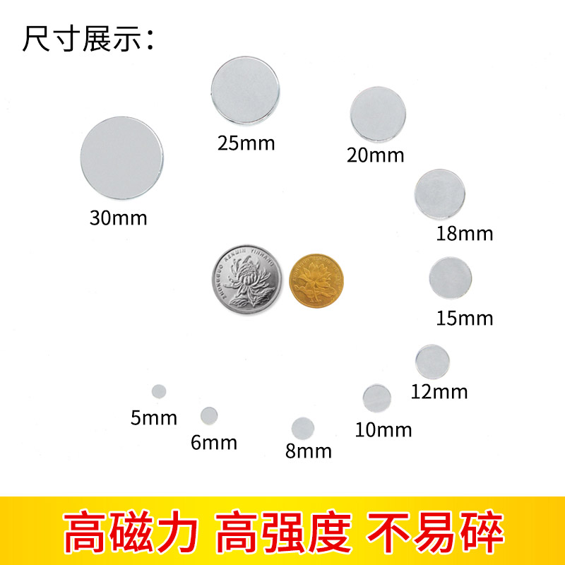 强力磁铁超强磁力贴片小吸铁石铷高强度薄圆形钕铁硼磁吸磁片固定-图0