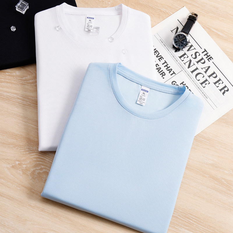 速干冰丝圆领短袖T恤文化衫透气5A抗菌半袖纯色亲肤上衣健身薄款