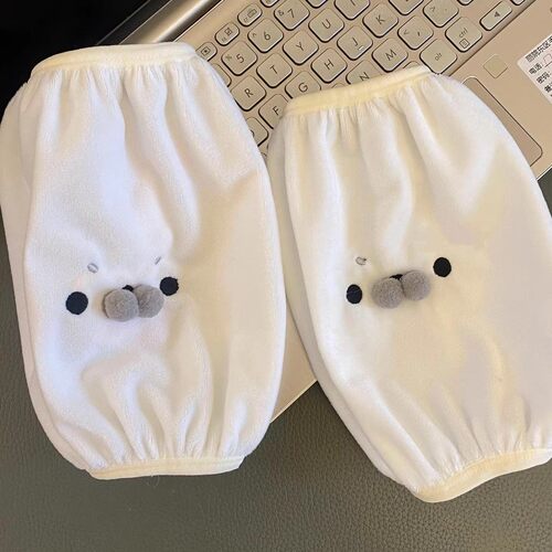 海豹袖套可爱毛绒袖头学生党羽绒服防脏耐磨办公室护袖中长款耐脏 - 图0