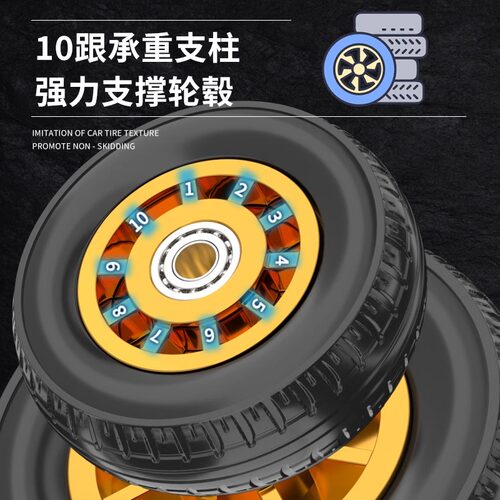 万向轮轮子重型平板手推车静音轮拖车滑轮带刹车34568寸橡胶脚轮 - 图1