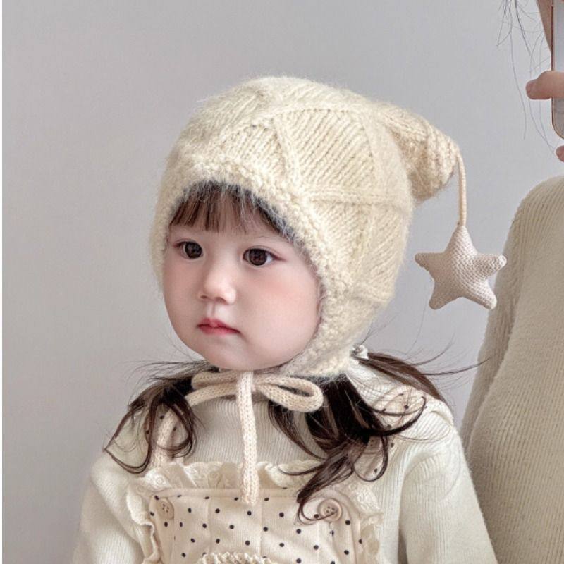 宝宝帽子冬天毛线帽男女童婴幼儿可爱星星加厚保暖针织护耳帽防风,淘宝优惠券,粉丝福利购,淘宝优惠卷