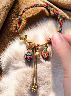 五彩绳成品手编绳本命年红绳吞金兽手工编织轮回手绳红绳新年礼物