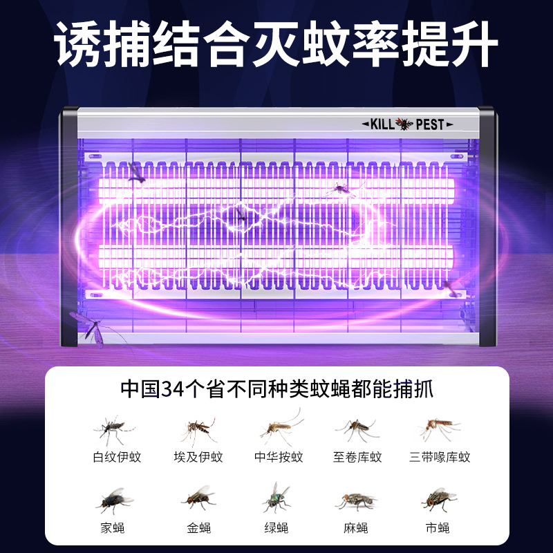 新款灭蚊灯灭蝇灯苍蝇捕捉器室内家用餐厅饭店驱蚊神器电蚊子商用 - 图1