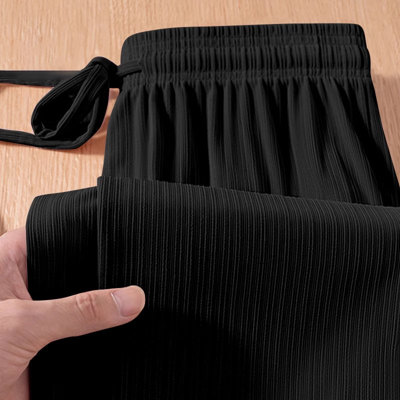 大码女装冰丝防晒裤女夏薄款2025新款200斤胖mm直筒阔腿居家睡裤 - 图3