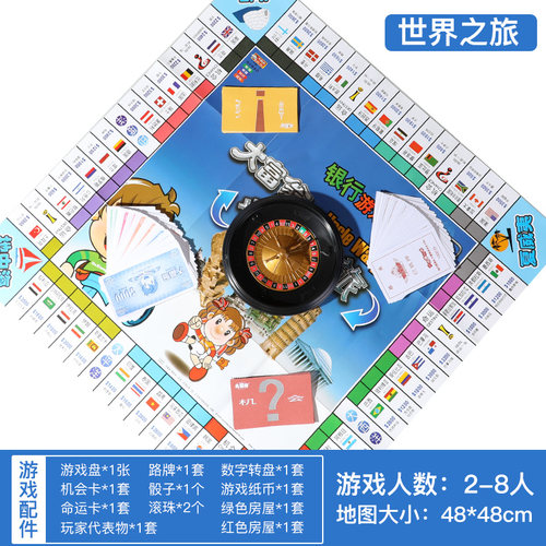 正版大富翁儿童经典豪华升级版成年超大号桌游学生世界之旅游戏棋 - 图2